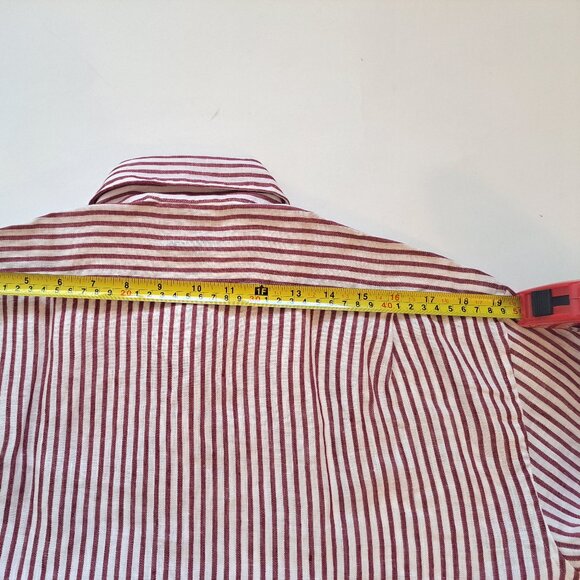 NEW Stenstroms Striped Red Button Down 100% Linen Dress Shirt Size L - Picture 14 of 16